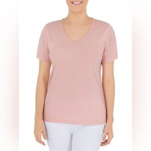 Time and Tru Women's Pink V-Neck Cotton Tee